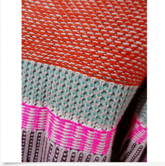 Nwt REWIND Ethnic Sweater S Orange Pink Snow Bunny - Picture 3 of 6